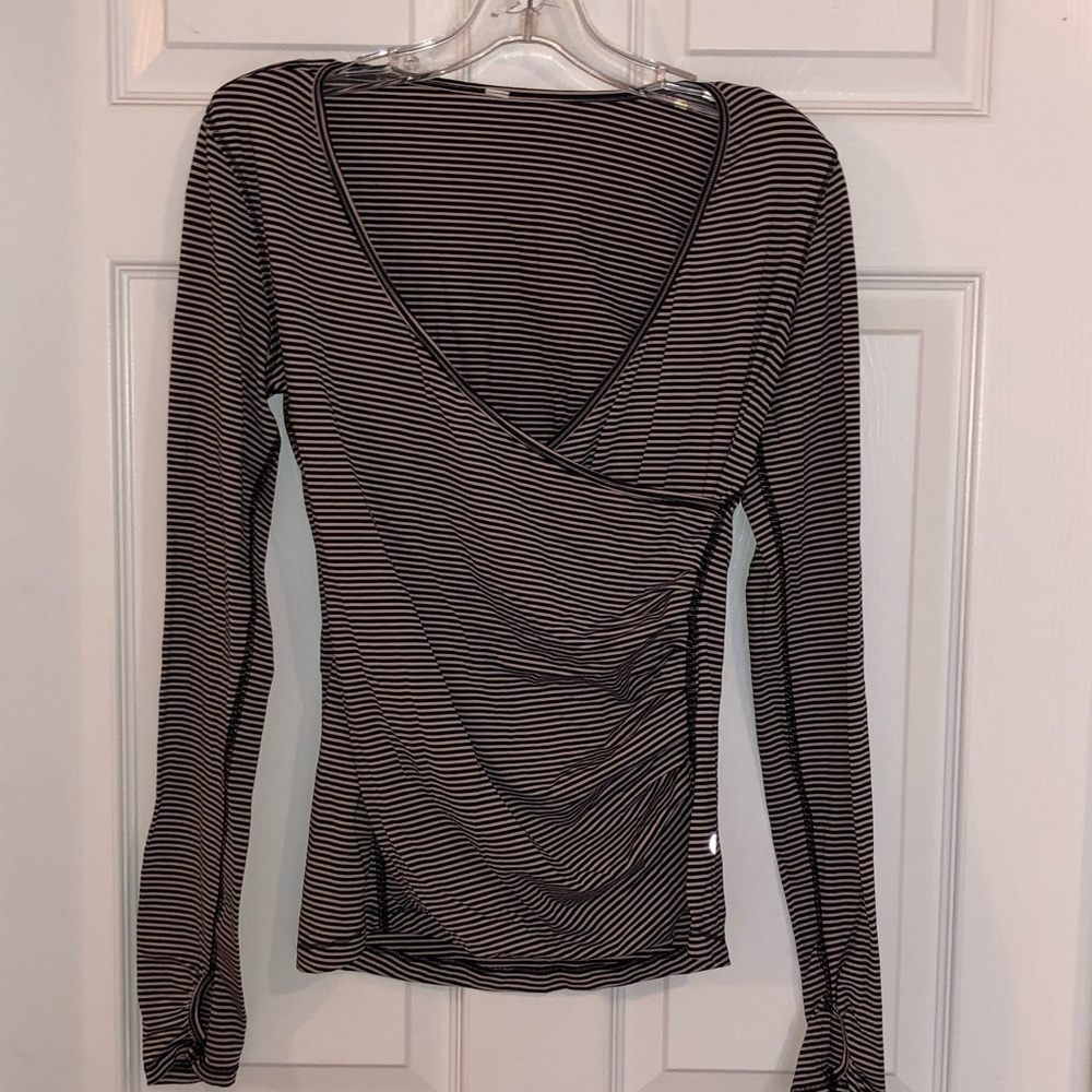 Lululemon striped long sleeve wrap top, size 4